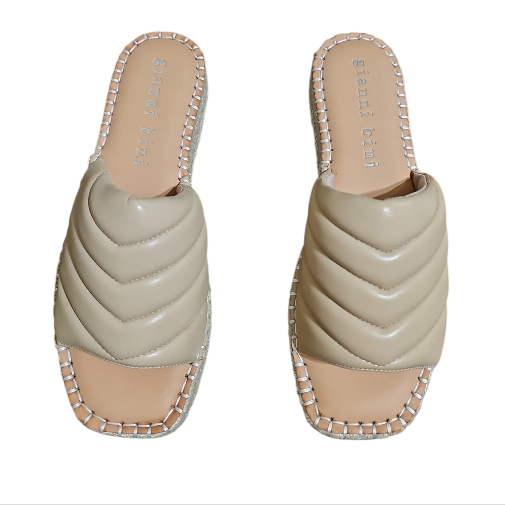 Gianni Bini Quilted Leather Espadrille Slide Sandal - Picture 3 of 10